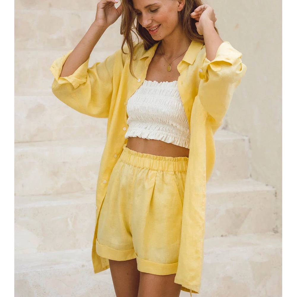 Rove SUMMER Shorts lemon linen size large - Picture 3 of 11